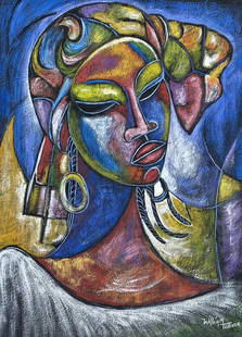 William Tolliver: Painting on paper 12 x 8 3/4 in, manner of William Tolliver(American, 1951â€“2000)