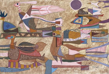 Jean Varda: Drawing on paper 12 1/2 x 8 1/2 in, manner of Jean "Yanko" Varda (11 September 1893 â€“ 10 January 1971) was an American artist, best known for his collage work. Varda was one of the early