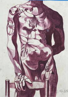 Lowell Nesbitt: Drawing on paper 11 3/4 x 8 1/2 in, manner of Lowell Blair Nesbitt (October 4, 1933 - July 8, 1993) was an American painter, draughtsman, printmaker, and sculptor. He served as the official artist