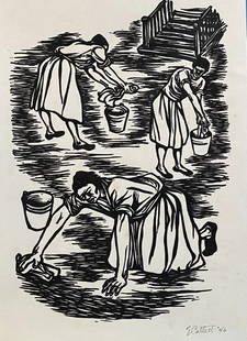 Elizabeth Catlett: Drawing on paper 10 1/2 x 7 3/4 in, manner of Elizabeth Catlett, born as Alice Elizabeth Catlett, also known as Elizabeth Catlett Mora (April 15, 1915 â€“ April 2, 2012) was an African American