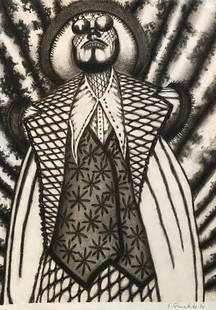 Ed Paschke: Drawing on paper 16 1/4 x 11 1/2, manner of Edward Francis Paschke (June 22, 1939 â€“ November 25, 2004) was an American painter of Polish descent. His childhood interest in animation and