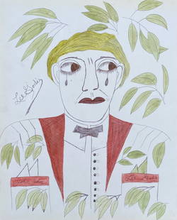 Lee Godie: Drawing on paper 13 X 8 ¾ in, manner of Lee Godie (born Jamot Emily Godee; September 1, 1908 â€“ March 2, 1994) was an American self-taught artist who was active in Chicago during the