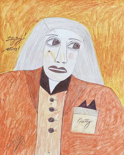 Lee Godie: Drawing on paper 11 ¾ X 9 ½ in, manner of Lee Godie (born Jamot Emily Godee; September 1, 1908 â€“ March 2, 1994) was an American self-taught artist who was active in Chicago