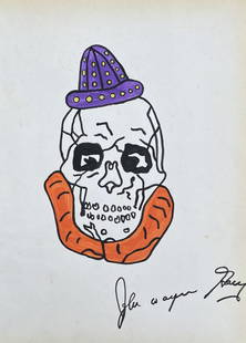 John Wayne Gacy: Drawing on paper 10 ¾ X 7 ¾ in, manner of John Wayne Gacy (March 17, 1942 Ã¢€â€œ May 10, 1994) was an American serial killer and sex offender who raped, tortured, and