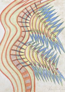 Anna Zemankova: Drawing on paper 12 X 8 ½ in, manner of Anna Zemankova (23 August 1908 â€“ 15 January 1986) was a Czech painter. She was one of the world's most important artists of art brut.