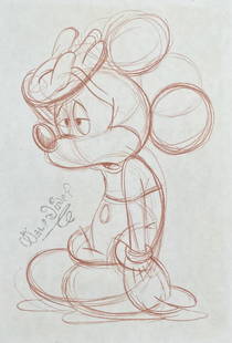 Walt Disney: Drawing on paper 10 ½ X 7 ¼ in, manner of Walter Elias Disney (December 5, 1901 â€“ December 15, 1966) was an American animator, film producer and entrepreneur. A pioneer of the