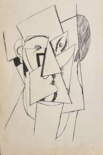 Otto Gutfreund: Drawing on paper 9 3/4 x 6 in, manner of Otto Gutfreund (3 August 1889 – 2 June 1927) also written Otto Gutfreund, was a Czechoslovak sculptor. After studying art in Prague and Paris, he became