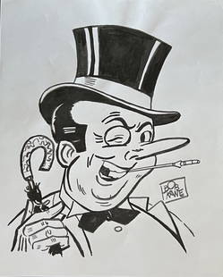 Bob Kane: Drawing on paper (Ink) 10 x 8 in, manner of Robert Kane (born Robert Kahn (October 24, 1915 – November 3, 1998) was an American comic book writer, animator and artist who co-created Batman (with