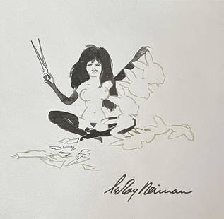 LeRoy Neiman: Mix media drawing on paper. 8 x 8 in, manner of LeRoy Neiman (born LeRoy Leslie Runquist, June 8, 1921 June 20, 2012) was an American artist known for his brilliantly colored, expressionist