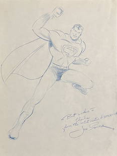 Joe Shuster: Drawing on paper 10 x 8 in, manner of Joseph Shuster (July 10 1914 – July 30, 1992), professionally known simply as Joe Shuster, was a Canadian-American comic book artist best known for co-creating