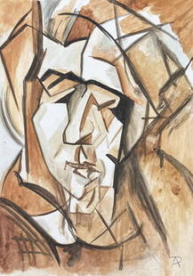 Antonin Prochazka: Painting on paper 11 3/4 x 8 1/2 in, manner of Antonin Prochazka (5 June 1882, in Vazany 9 June 1945, in Brno) was a Czech Modernist painter and graphic artist. He graduated from the gymnasium in
