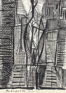 Frantisek Hudecek: Drawing on paper 10 1/2 x 7 1/2 in, manner of Frantisek Hudecek (7. dubna 1909 Nemcice – 13. kvetna 1990 Praha)