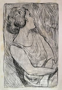 Louis Valtat: Drawing on paper 12 x 8 in, manner of Louis Valtat (8 August 1869 - 2 January 1952) was a French painter and printmaker associated with the Fauves ("the wild beasts", so named for their wild use of co