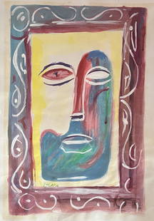 Ismail Fatah Al Turk: Painting on paper 11 1/2 x 8 1/4 in, manner of Ismail Fatah Al-Turk (Ismail Fatah) (1934 or 1938â&euro;“2004) was an Iraqi painter and sculptor born in Basra, Iraq, noted for his abstract art, monu