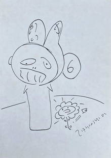 Takashi Murakami: Drawing on paper 10 3/4 x 7 3/4 in, manner of Takashi Murakami (February 1, 1962) is a Japanese contemporary artist. He works in fine arts media (such as painting and sculpture) as well as commercial