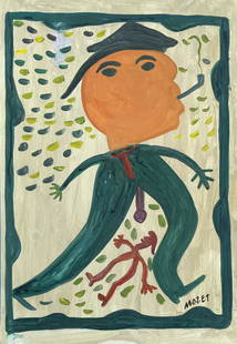 Mose Tolliver: Painting on paper 11 1/4 x 8 in, manner of Moses Ernest Tolliver (July 4, 1918-20 – October 30, 2006) was an American artist. He was known as "Mose T", after the signature on his paintings, signed