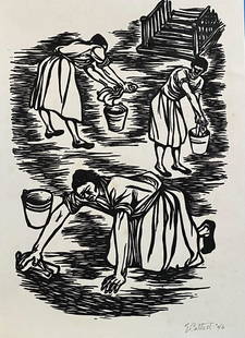 Elizabeth Catlett: Drawing on paper 10 1/2 x 7 3/4 in, manner of Elizabeth Catlett, born as Alice Elizabeth Catlett, also known as Elizabeth Catlett Mora (April 15, 1915 – April 2, 2012) was an African American