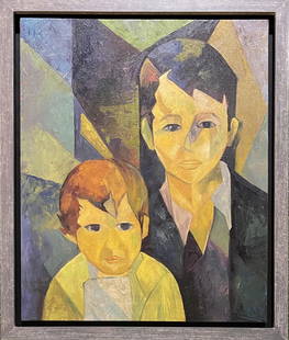 Helen Khal: Oil on canvas framed 26 x 22 in(art 23 1/4 x 19 in), manner of Helen Khal (1923 – 2009) was an American artist and critic of Lebanese descent. Helen Khal was born in Allentown, Pennsylvania to a