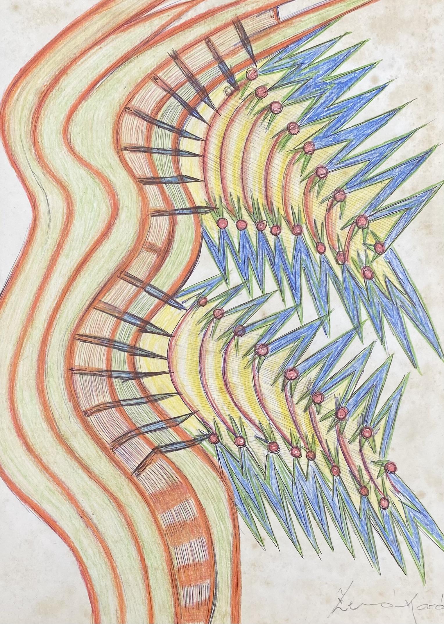 Anna Zemankova: Drawing on paper 12 X 8 ½ in, manner of Anna Zemankova (23 August 1908 – 15 January 1986) was a Czech painter. She was one of the world's most important artists of art brut.