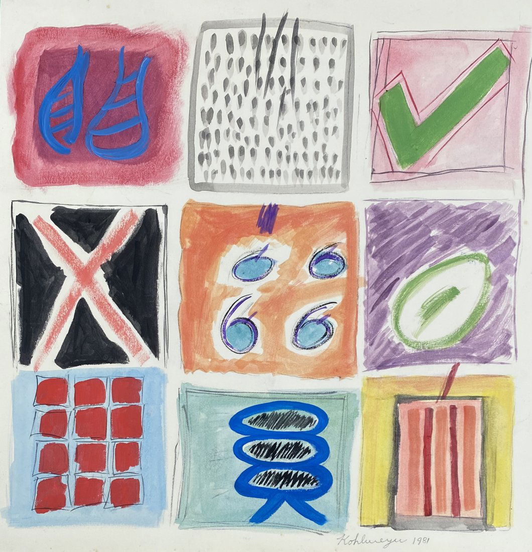 Ida Kohlmeyer: Drawing on paper 12 1/2 x 12 1/4 in, manner of Ida Rittenberg Kohlmeyer (3 November 1912 â€“ 24 January 1997) was an American painter and sculptor who lived and worked in Louisiana. Kohlmeyer too