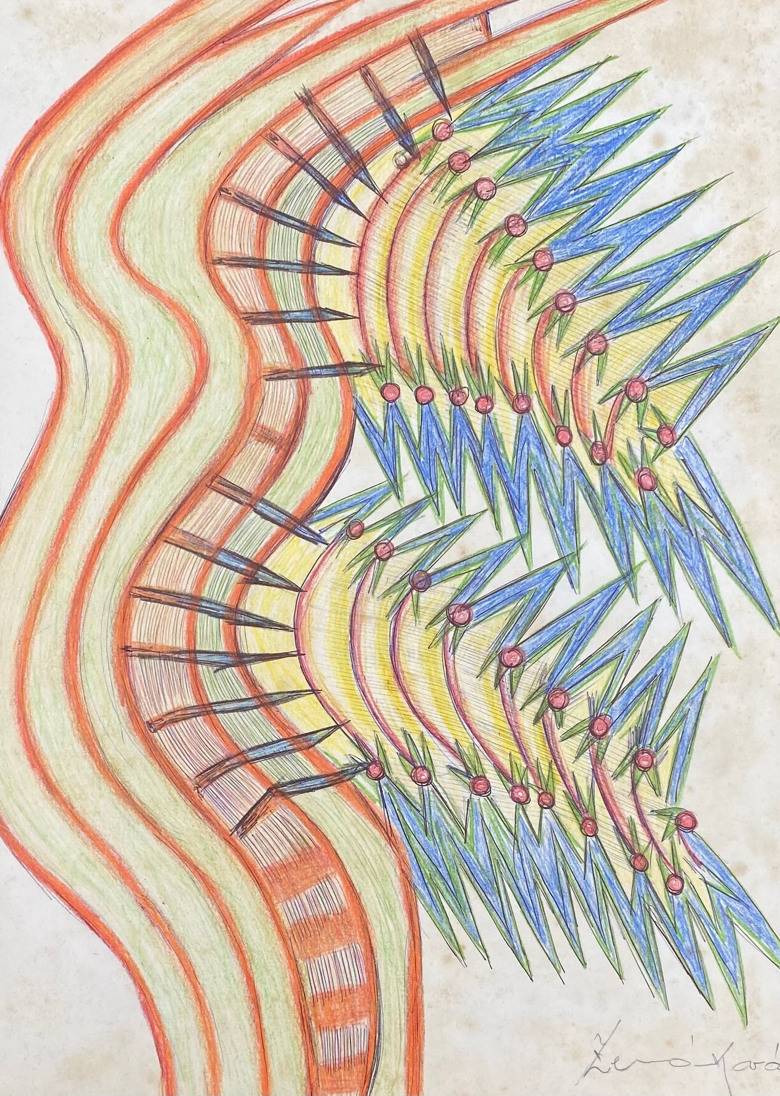 Anna Zemankova: Drawing on paper 12 X 8 ½ in, manner of Anna Zemankova (23 August 1908 – 15 January 1986) was a Czech painter. She was one of the world's most important artists of art brut.