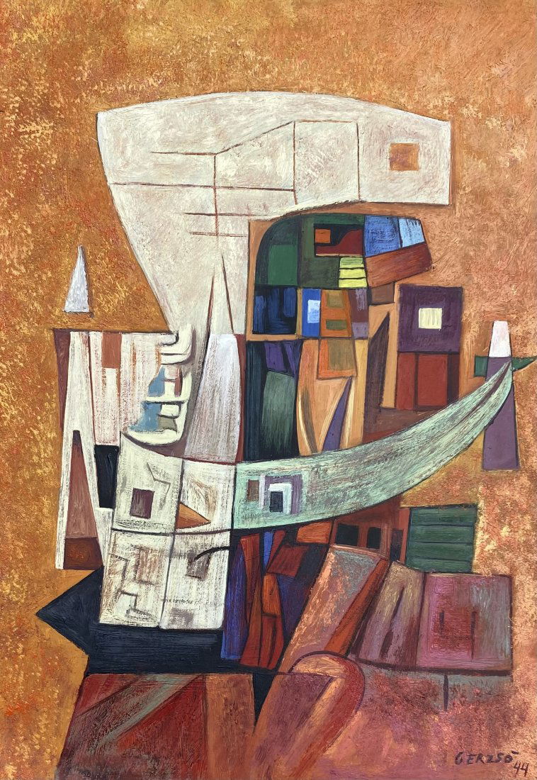 Gunther Gerzso: Drawing on paper 11 ½ x 8 in, manner of Gunther Gerzso (June 17, 1915 â€“ April 21, 2000) was a Mexican painter, designer and director and screenwriter for film and theatre.