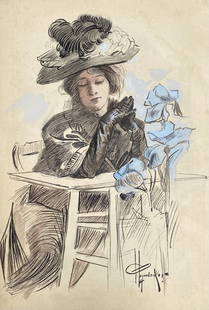J. C. Leyendecker: Drawing 12 x 8 ¼ , manner of Joseph Christian Leyendecker (March 23, 1874 – July 25, 1951) was one of the most prominent and financially successful freelance commercial artists in the U.