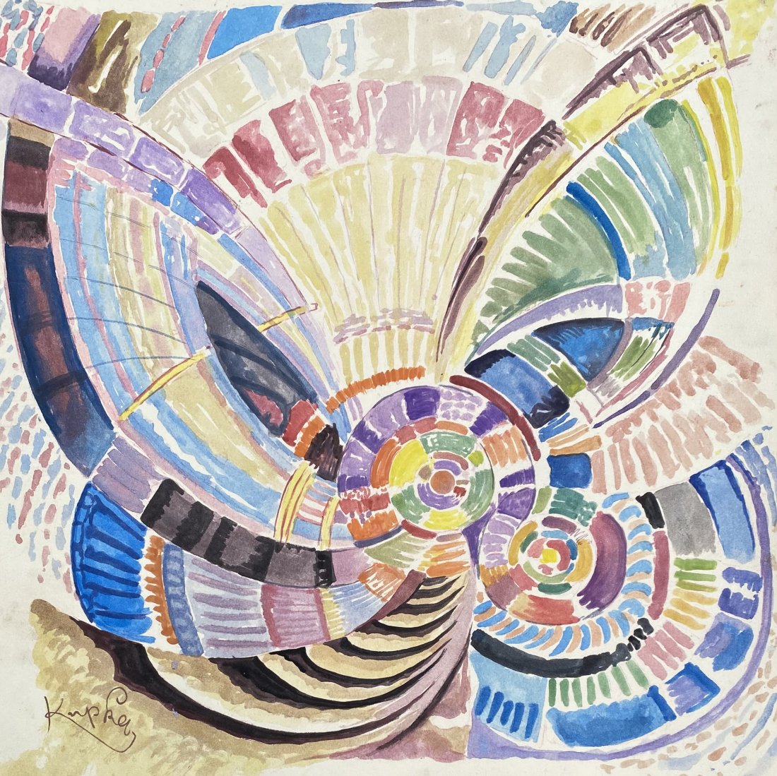 Frantisek Kupka: Drawing 12 ¼ x 12 ¼ in, manner of Frantisek Kupka (23 September 1871 â€“ 24 June 1957), also known as Frank Kupka or Francois Kupka, was a Czech painter and graphic artist. He was a