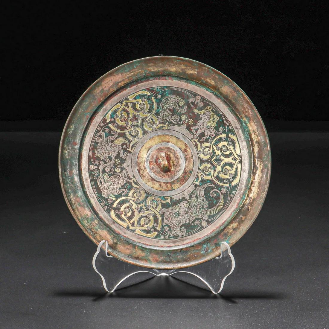 Chinese Bronze Mirror Inlaid With Gold,Han Dynasty (1 of 7)