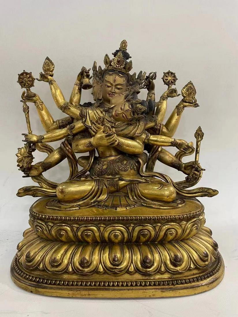 Chinese Gilt Bronze Guanyin Bodhisattva Buddha Statue (1 of 9)