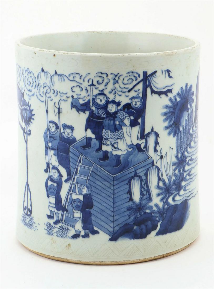 Chinese Blue & White Porcelain Brush Pot (1 of 9)