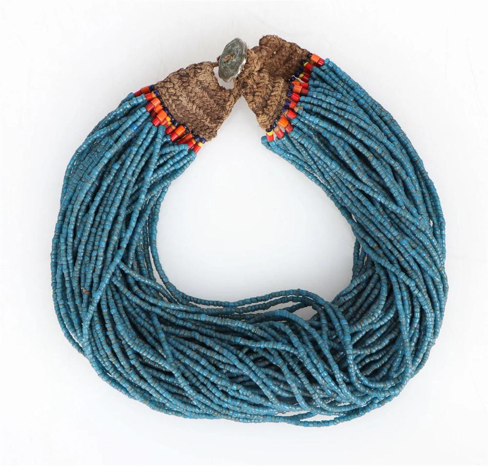 Konyak Naga 62-Strand Blue Glass Trade Bead Necklace (1 of 3)