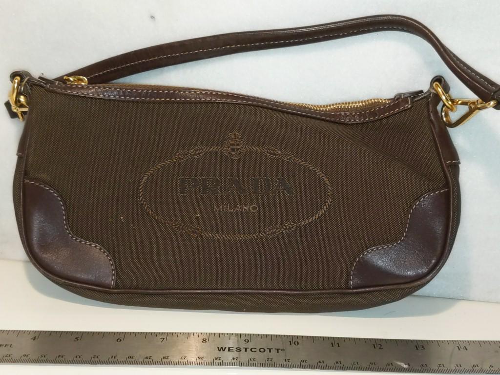 Prada Canvas / Leather Purse 10.5 x5.5". (1 of 6)