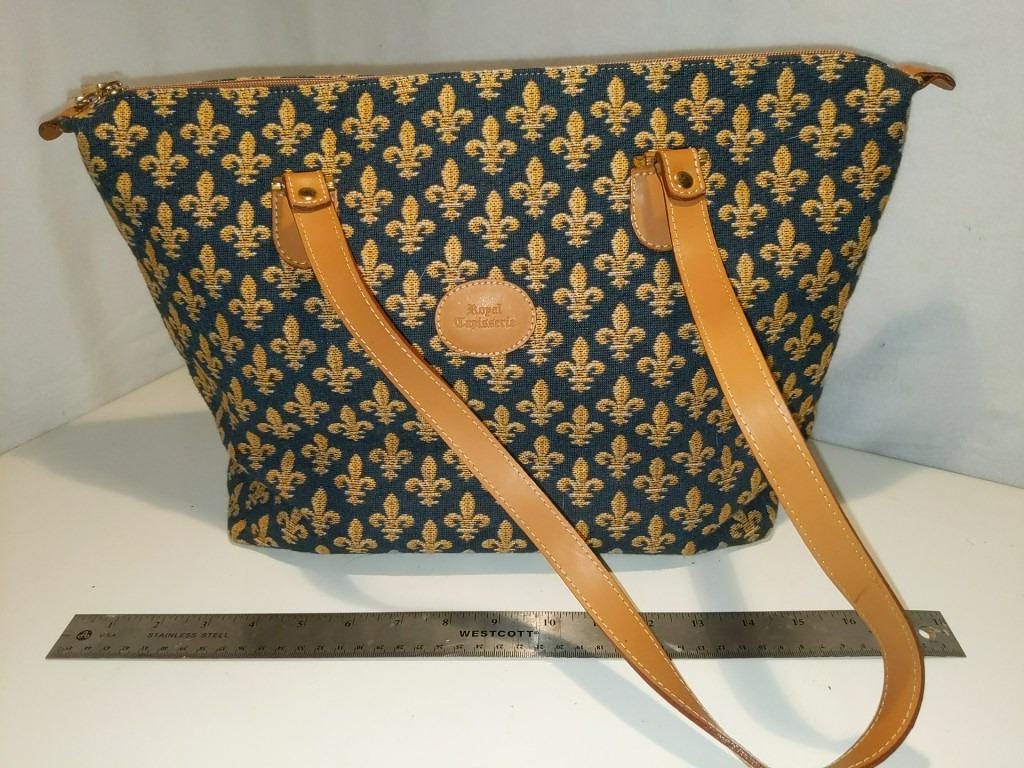 Royal Tapisserie Fleur de Lis Large Purse Approx 14x10" (1 of 6)