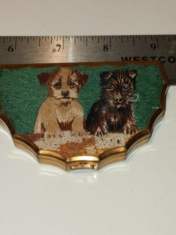 Charming Needlepoint Terrier Compact 3" Wide.: Charming Needlepoint Terrier Compact 3" Wide. 3" Wide.