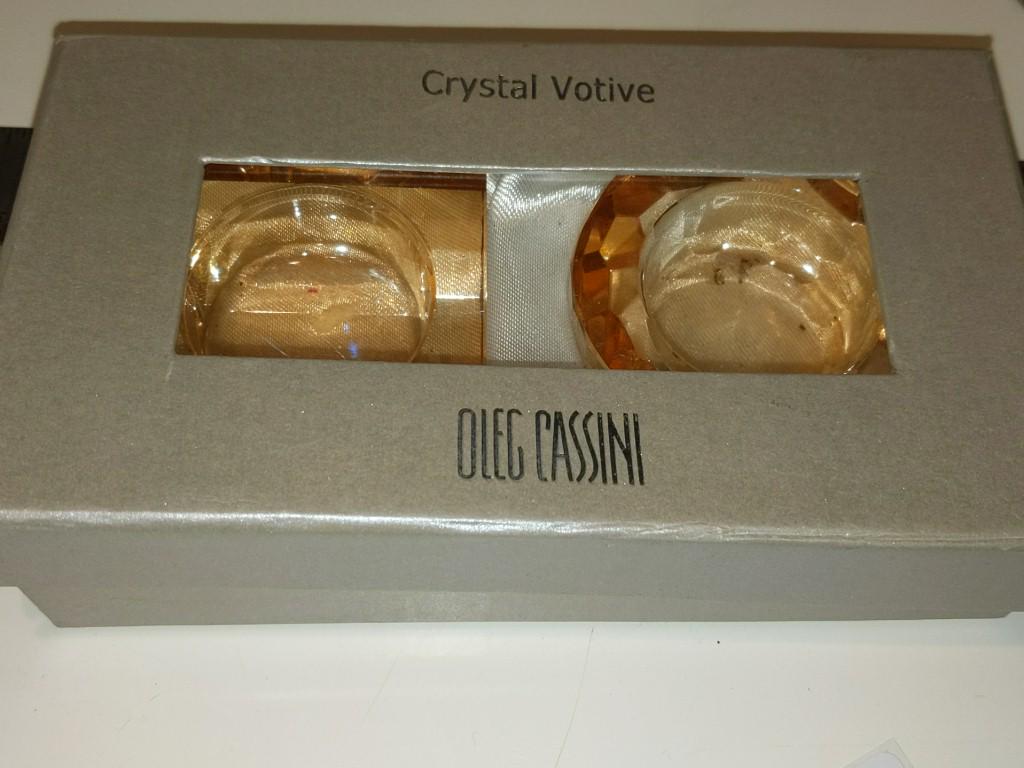 Oleg Cassini Crystal Votive Set in Box: Oleg Cassini Crystal Votive Set in Box