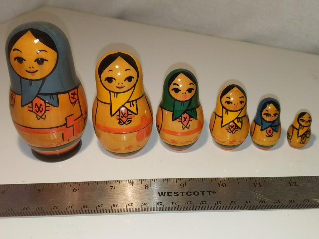 Russian Nesting Doll (6 Deep) Tallest is approx 4". (1 of 5)
