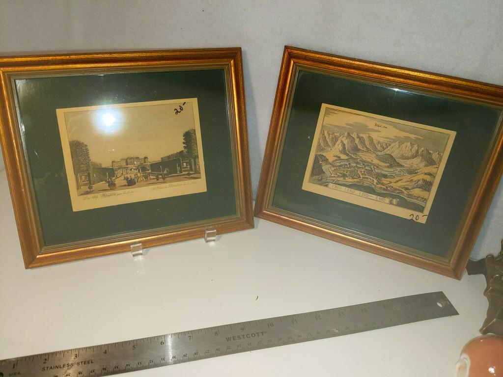 Lot of 2 Framed European Scene Engravings Each total (1 of 5)