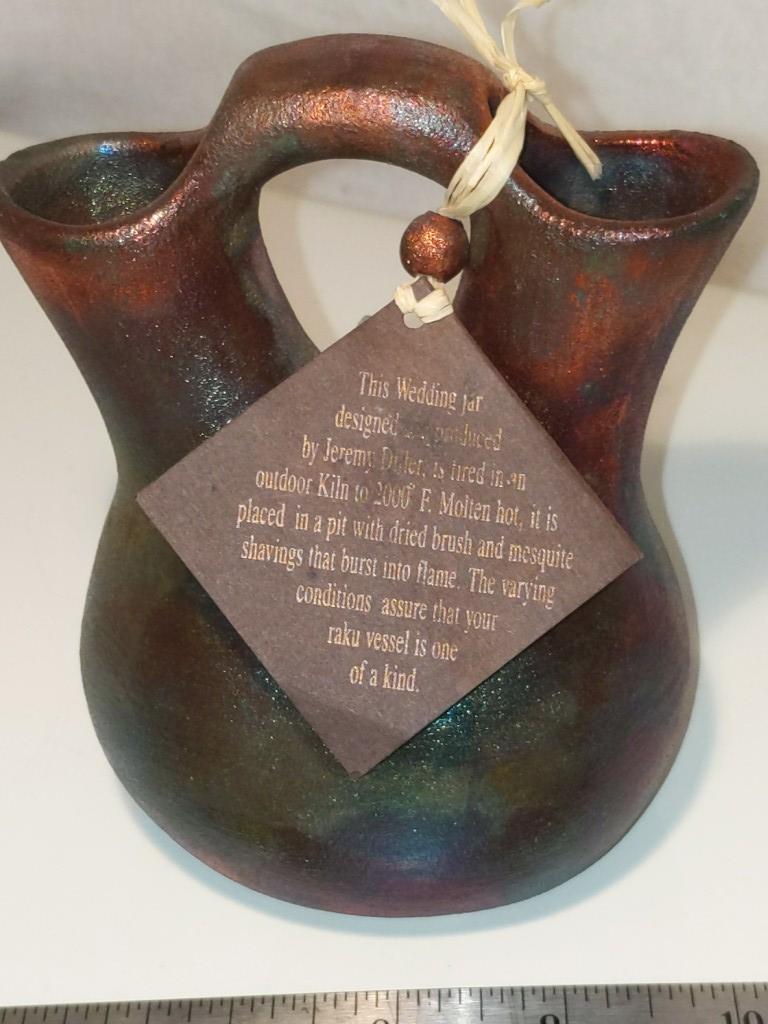 Raku Pottery signed Jeremy Diller Pueblo Jar Pueblo (1 of 5)