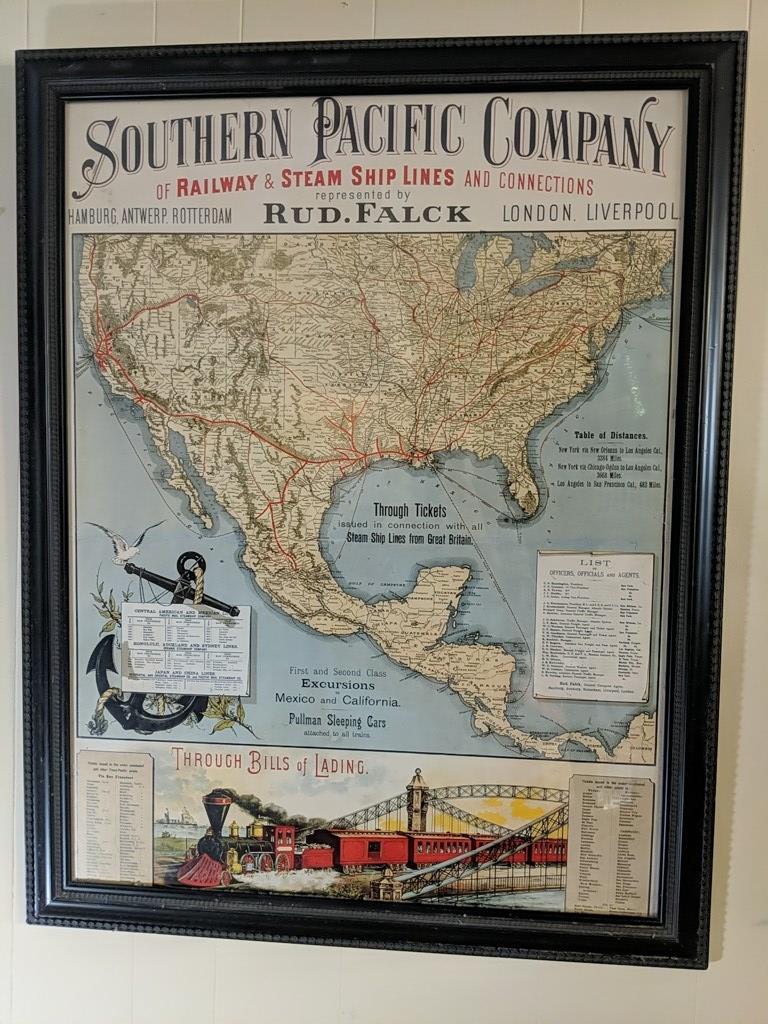 Southern Pacific Co. Rud Falck Map of Routes 39x32" (1 of 7)