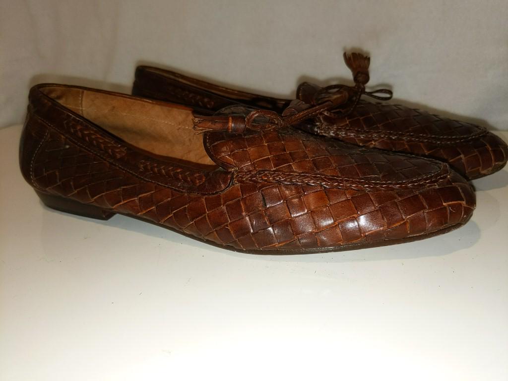Sesto Meucci Leather Woven Loafers Sz 10: Sesto Meucci Leather Woven Loafers Sz 10