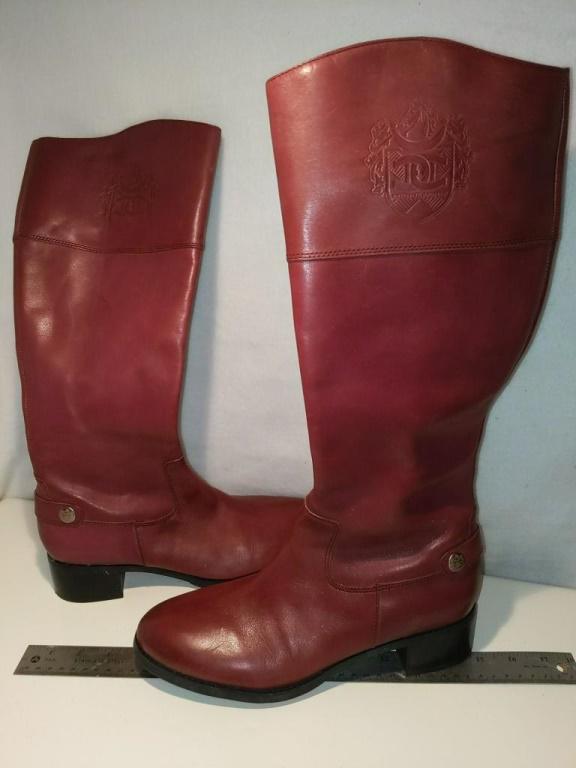 Etienne Aigner Dark Red Leather Boots Sz 10: Etienne Aigner Dark Red Leather Boots Sz 10