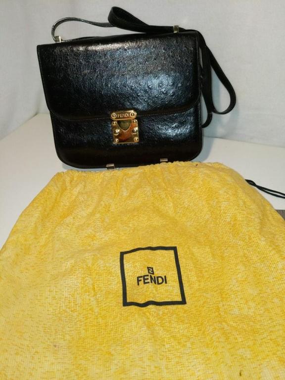 Black Fendi Ostrich Skin Purse With dustbag. Appears: Black Fendi Ostrich Skin Purse With dustbag. Appears unused With dustbag. Appears unused