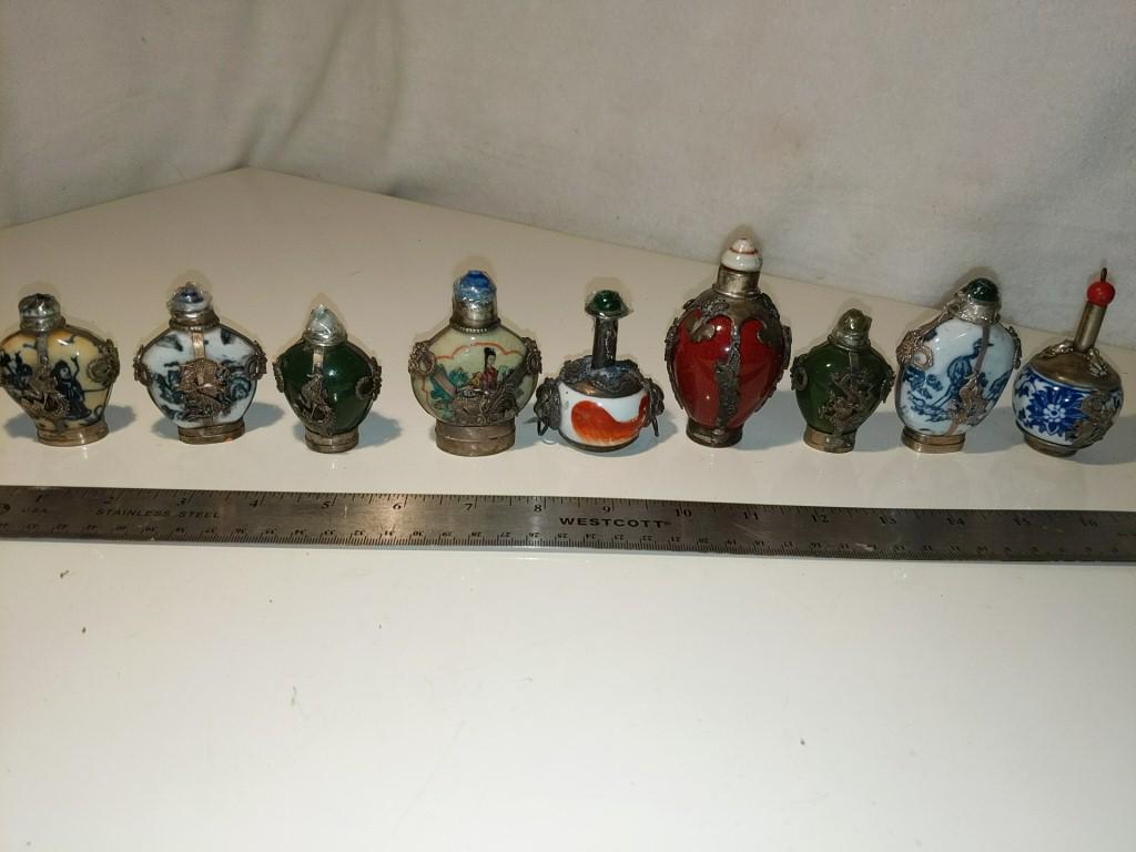 Lot of 9 Antique Porcelain Perfume Vinaigrettes Range (1 of 13)