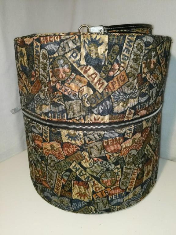 Travins Vintage Tapestry Hat Box 13" Tall (1 of 5)