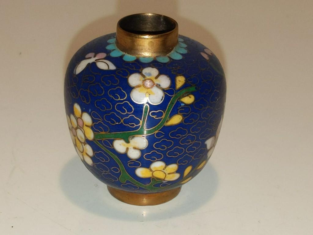 Enameled Brass Asian Jar Approx 2" Tall (1 of 4)