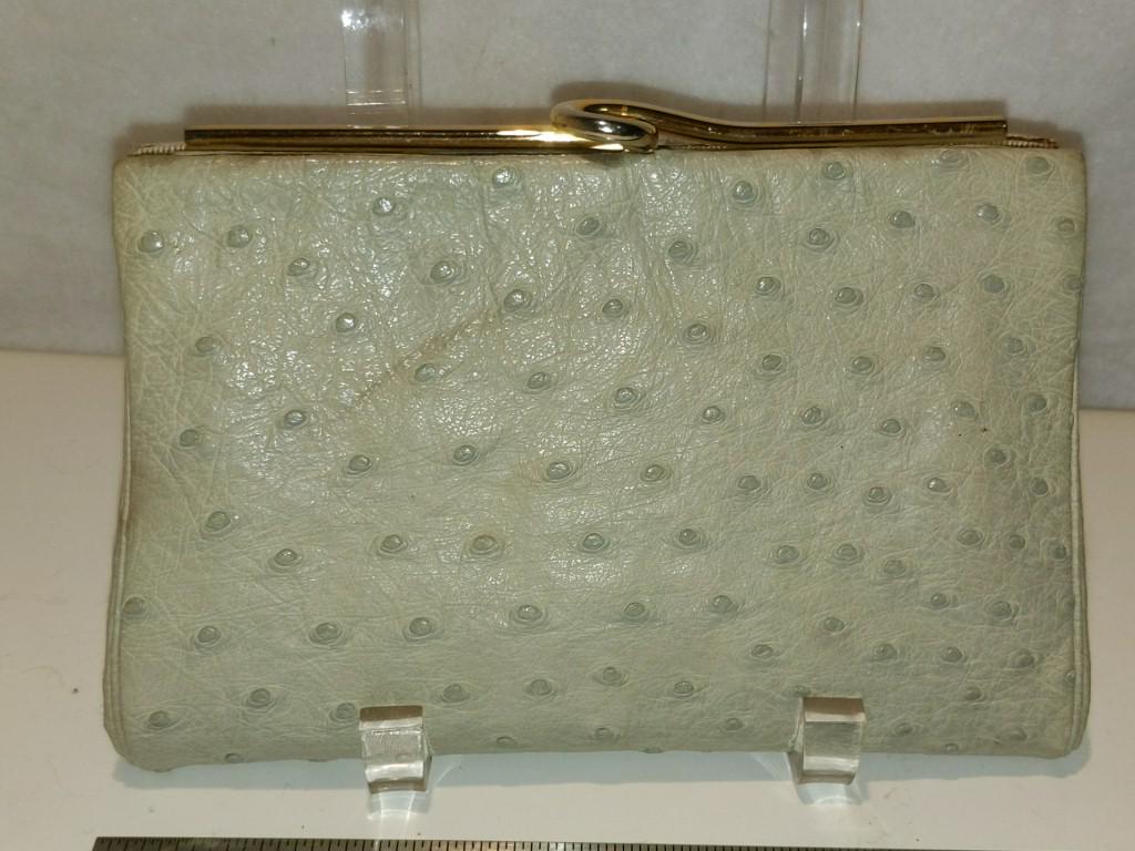 Judith Leiber Seafoam Ostrich Leather Purse Has Small (1 of 5)