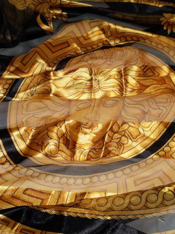 Sheer Medussa Scarf 38x38". Looks like Versace, but tag: Sheer Medussa Scarf 38x38". Looks like Versace, but tag missing and name not found on Scarf 38x38". Looks like Versace, but tag missing and name not found on Scarf