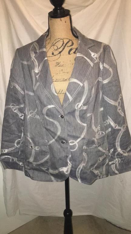 Escada Black & Grey Dress Jacket Sz 46 Excellent: Escada Black & Grey Dress Jacket Sz 46 Excellent condition. Cotton, linen, & nylon. Excellent condition. Cotton, linen, & nylon.