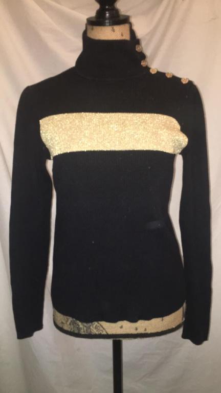 Ralph Lauren Black Holiday Turtleneck Sz Medium Cotton: Ralph Lauren Black Holiday Turtleneck Sz Medium Cotton & polyester. Very nice condition. Cotton & polyester. Very nice condition.
